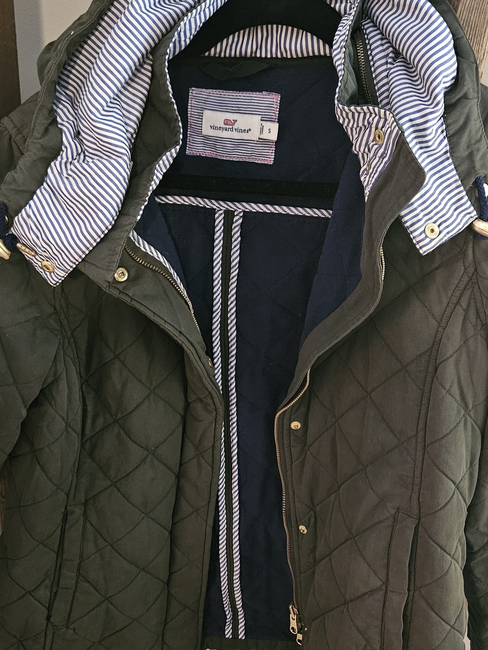 Vineyard Vines Quilted Hooded Jacket - Olive - Picture 2 of 3